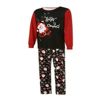 Uklapanje obiteljske božićne pidžame casual dugih rukava Santa tisak + hlače set