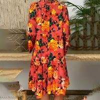 Ploknplq Žene Ljetne haljine Sleeve Dame Labavi ženska trošak Mini Ljetna haljina TEST PRINT Ženska