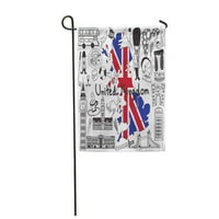Putovanje u United Kingdom England i Škotska Doodle Culture Culture Garden Zastava Dekorativna zastava