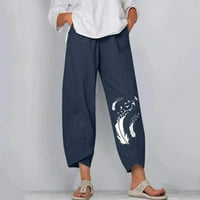 NSENDM Cropped pantalone za žene ured za žene Capri hlače sa džepovima širokim nogama Ležerne prilike