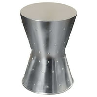 Završni stol srebrni bubanj, gornja boja: metal, detalji top materijala: polirani aluminijum