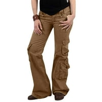 Pitauce teretni pantalone za žene, visoke stručne bagerste pantalone ravne široke noge na otvorenom