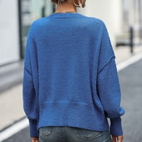 CETHRIO WOMENS Otvoreni prednji kardigan Džemper dugme pletiv čvrsti dugi rukav jesen obrezan trendi
