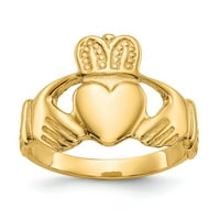Čvrsta 14K žuta zlatna dama irska claddagh keltska prstena veličine 6