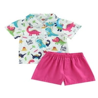 AFUNBABY TODDLER Baby Boy Dinosaur s kratkim rukavima majica dolje Ležerne hlače Postavite ljetne odjeće