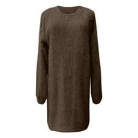 Labakihah džemperi za žene Elegantne mini haljine zimski pleteni casual dugih rukava Kwork Vintage haljina