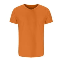 Muške majice za povremene majice, fit solidne boje kratkih rukava sa zatvaračem, majica s V-izrezom, ugodna teretana vježbanje vrhova narandžasta xxxl