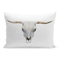 Bijeli kravlje bikove lobanje s gornjim lobanjem Longhorn rog jastučni jastuk za jastuk