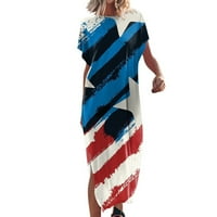 Odeerbi 4. jula Patriotsko ljeto Maxi haljina za žene Split haljina na plaži Labava haljina Ležerne