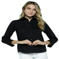 Co Ženski rukav vrhunski pamuk Stretchy gumb niz ovratnik službena casual bluza za košulju za žene Fit