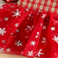 Wybzd Toddler Kids Girgin Božićne princeze Haljina Snowflake Print Pleteni kratki rukav Patchwork A-line haljina Mjeseci