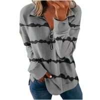 Ženska modna labava turtleneck print Zip dugim rukavima TOP bluza CrewNeck FallsHerts za žene