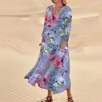 Strungten Summer haljina za ženske ležerne tiskane udobne modne tiskane duljine džepne haljine maxi