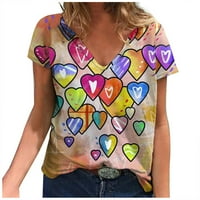 Žene plus veličina vrhova čišćenje trendi žena kauzalni V-izrez Vintage Love Ispis bluza Kratki rukav majica ljetnih vrhova