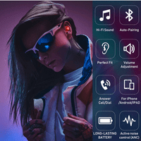 Urban Street Buds Plus True Bluetooth bežični uši za Motorola Edge S sa aktivnom bukom Otkazivanje crvene boje