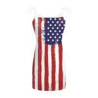 Pimfylm ženske haljine Amerika zastava Dresesspring Ljeto duboko V izrez ruffle s dugih rukava cvjetna