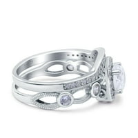 Art Deco Vjenčani angažman za mladenski set Veličina zvona - Simulirani CZ Sterling srebro