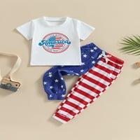 Arvbitana 3T novorođenčad Dječak 4. jula Outfit Pismo Ispis kratkih rukava Crewneck Majica Top American
