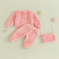 Gwiyeopda Toddler Djevojke Odjeća Heart uzorak Duge ručke dugih rukava + hlače + torba za jesen zimske