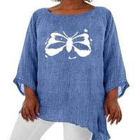 Prednjeg swalk majica za ženska majica rukav leptir Ispis ljetnih vrhova Rad udobnosti pulover iz vrata