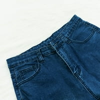 Lolmot Ženska moda uništena pantalone od paleta od panela ljeto plus size Solid Color Jean Slim Fit