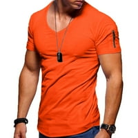 Majica za muškarce V izrez Tanak pričvršćivanje kratkih rukava Ljeto lagano vježbi narančaste veličine