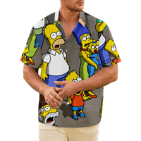 Havajski dječaci i muškarci Košulje Simpsons ispisani kratkim rukavima Novost na havajske majice modne