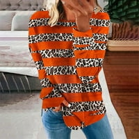 Lagane dukseve za žene casual leopard tiskani s dugim rukavima jeseni zastoj za posadu pulover majica