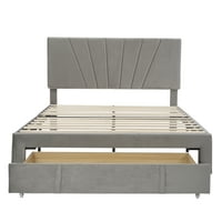 Kraljica veličine odvajanog kreveta Velvet Tapacirana platforma krevet sa velikom ladicom - sivom bojom