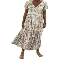 Capreze ženske kratkih rukava dugačka haljina retro majica Maxi haljine Party Summer Beach Sundress