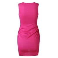 Ljetne haljine kratka trendy bez rukava s kratkim rukavima okrugla izrez križa mini haljina vruća ružičasta