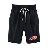 Žene Bermuda Shorts Pamučne posteljine kratke hlače Američka zastava Nasilničke hlače Dan neovisnosti