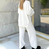 Ženske dnevne pidžame postavljaju nejasnu flis tople odjeće za kućnu odjeću dnevni dnevni boravak White