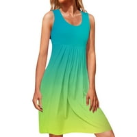 Miayilima Ljetne haljine za žene Žene Ljeto Ležerne prilike za okrugli vrat Top bez rukava casual multicolor gradijentna haljina