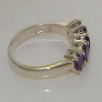 Britanci napravio 14k bijeli zlatni prirodni ametist Ženski vječni prsten - Opcije veličine - veličine 4