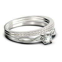 Infinity Loop Minimalistička 1. Carat Round Cut Diamond Moissan zaručnički prsten, upleteni vjenčani bend u obliku čvrstog bijelog zlata, obećajući prsten, obljetni poklon, Trio set, podudaranje