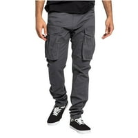 Cacomomrk PI muške teretne hlače za čišćenje muških kombinezona širokih džepa za noge čipke pantalone