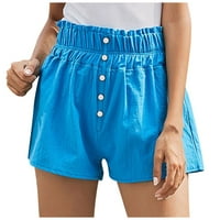 Zrbywb Ženske modne uske kratke hlače Žene Ljeto posteljina modna casual gumba Ležerne hlače