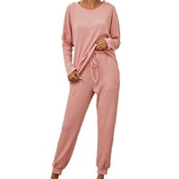 Lounge Podudaranje SOLD labavo Ležerne prilike za rublje dugih rukava Bluza i hlače Set sa džepom Pulover Outfits Pink 3XL
