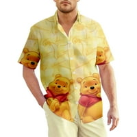 Kufutee Winnie The Pooh Ispis kratkih rukava Ležerne prilike, Muški ženski djeca Winnie Pooh košulja prednje tipke prštani džep casual havajski vrh