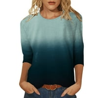 LisingTool majice s dugim rukavima za žene Žene svakodnevno ljeto Print o vrat na vrhu Tromjesečni rukav