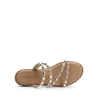 Parovi ženske jasne škriljeve kristalne klizne sandale klizne na otvorenim prstima slatke ravne sandale za ljeto