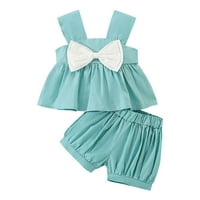 B91XZ Baby Girl Outfit Ljeto TODDLER Djevojke bez rukava kratke hlače Dva odjeća set za djecu odjeću