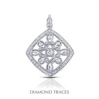 Dijamantni tragovi 0. Carat Ukupno prirodni dijamanti 14k bijelo zlato prong & pave Postavljanje oblika rombenog oblika sa Milgrain modnom privjeskom