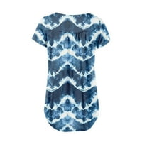 Ženski bluze Ženski kratki rukav Plus peplum modni grafički otisci Košulje V-izrez ljetni vrhovi plavi