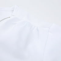Bijele bluze za žene dame dame patentni zatvarač dugih rukava labava šifon košulje od šifonskog