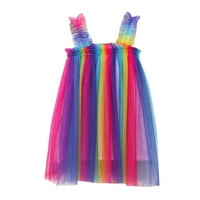 Birthday Baby Beach Girls Summer Rainbow Slojevita kravata Haljina Tulle Casual haljina Princess Tutu