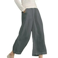 Posteljine hlače za žene velike strukste široke noge casual posteljina višestruko pune boje pamučne