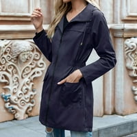 Lovskoo kišna jakna za žene Tanak struk s kapuljačom od kapuljača, otporan na kišu na otvorenom na otvorenom