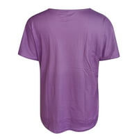 Ženski jedinstveni leptir Print Top i bluza V Vrat kratkih rukava Trendi labavi tunik Teers Purple M
